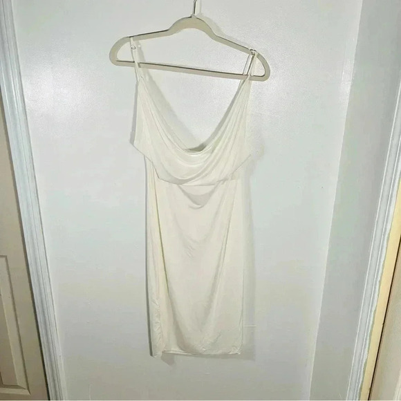 NEW House of CB Samara White Drapey Jersey Cowl Neck Spaghetti Strap Midi Dress - Picture 5 of 10